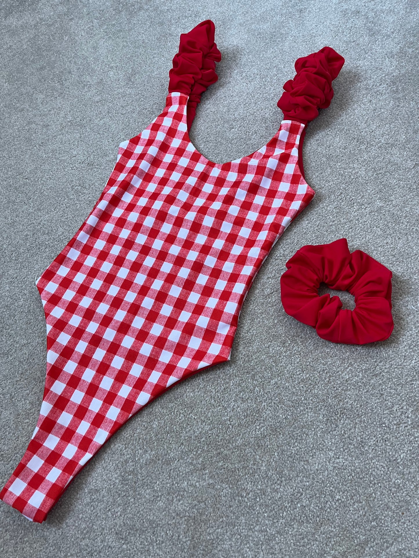 GINGHAM RUCHED REVERSIBLE SWIMSUIT