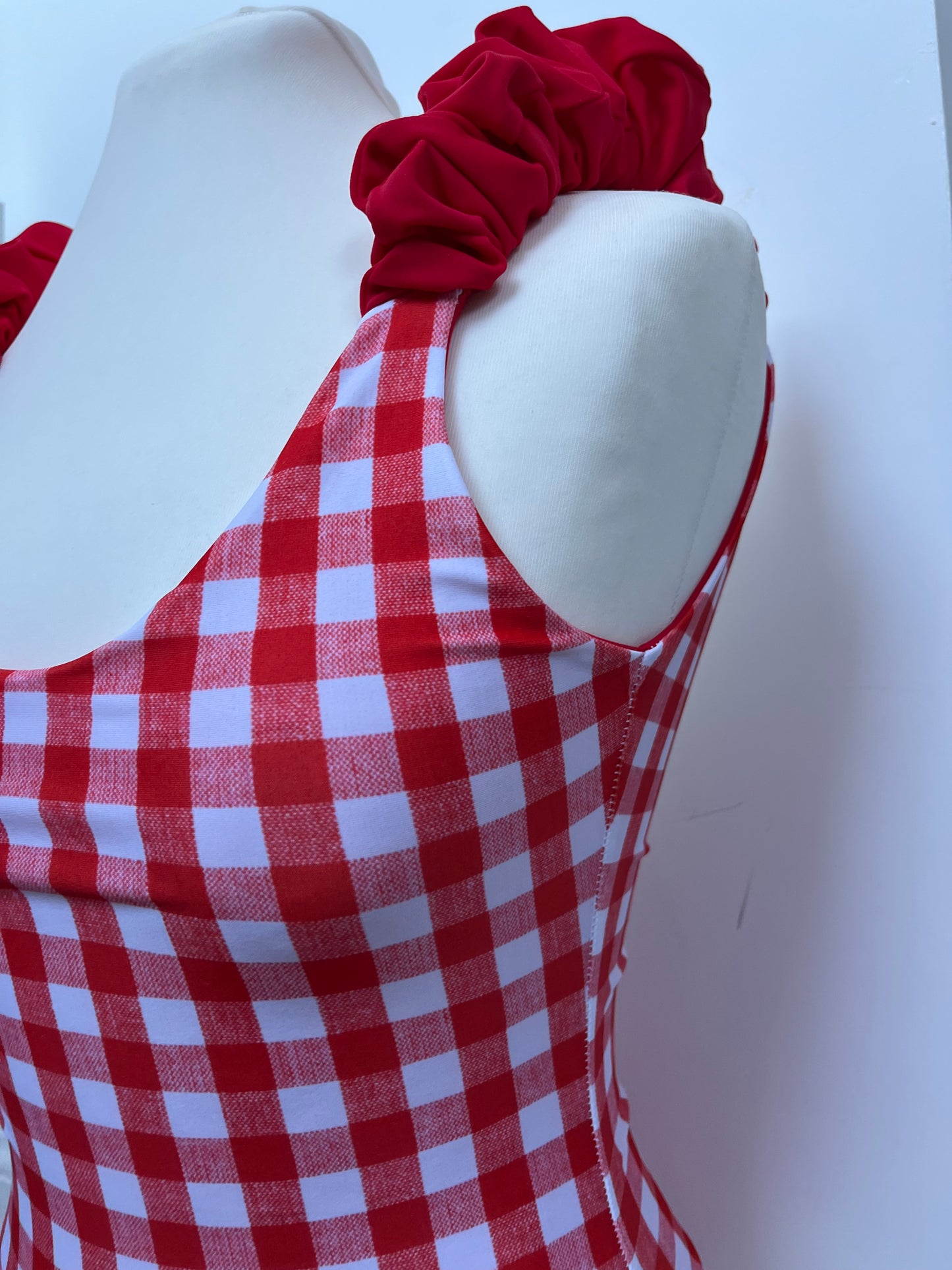 GINGHAM RUCHED REVERSIBLE SWIMSUIT