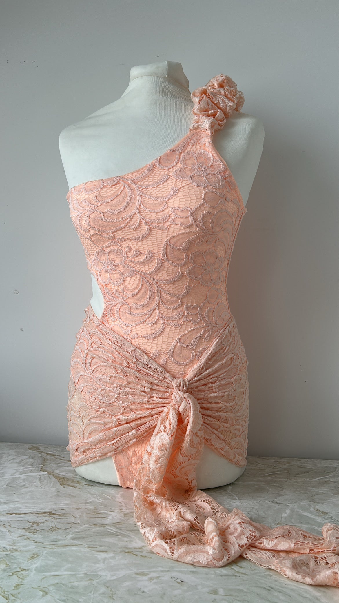 PEACH LACE SWIMSUIT