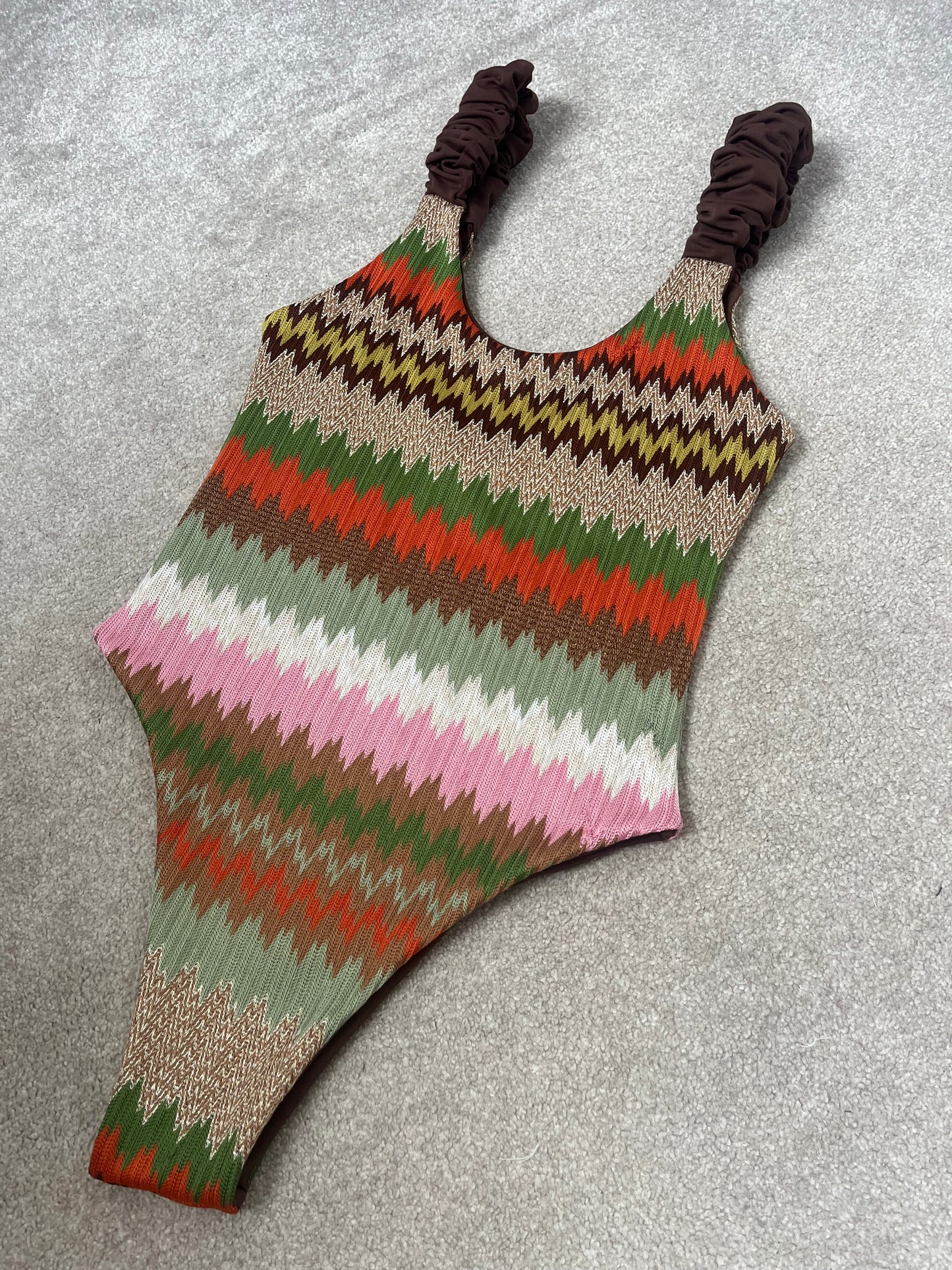 CROCHET RUCHED SHOULDER SWIMSUIT