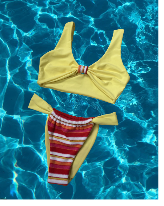 SUNNY STRIPE TOWELLING CROP SET